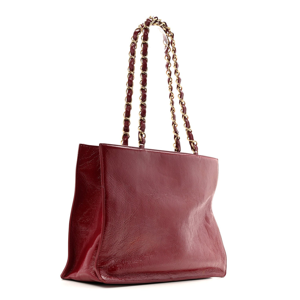 Chanel Shiny Aged Calfskin Shopping Bag Red