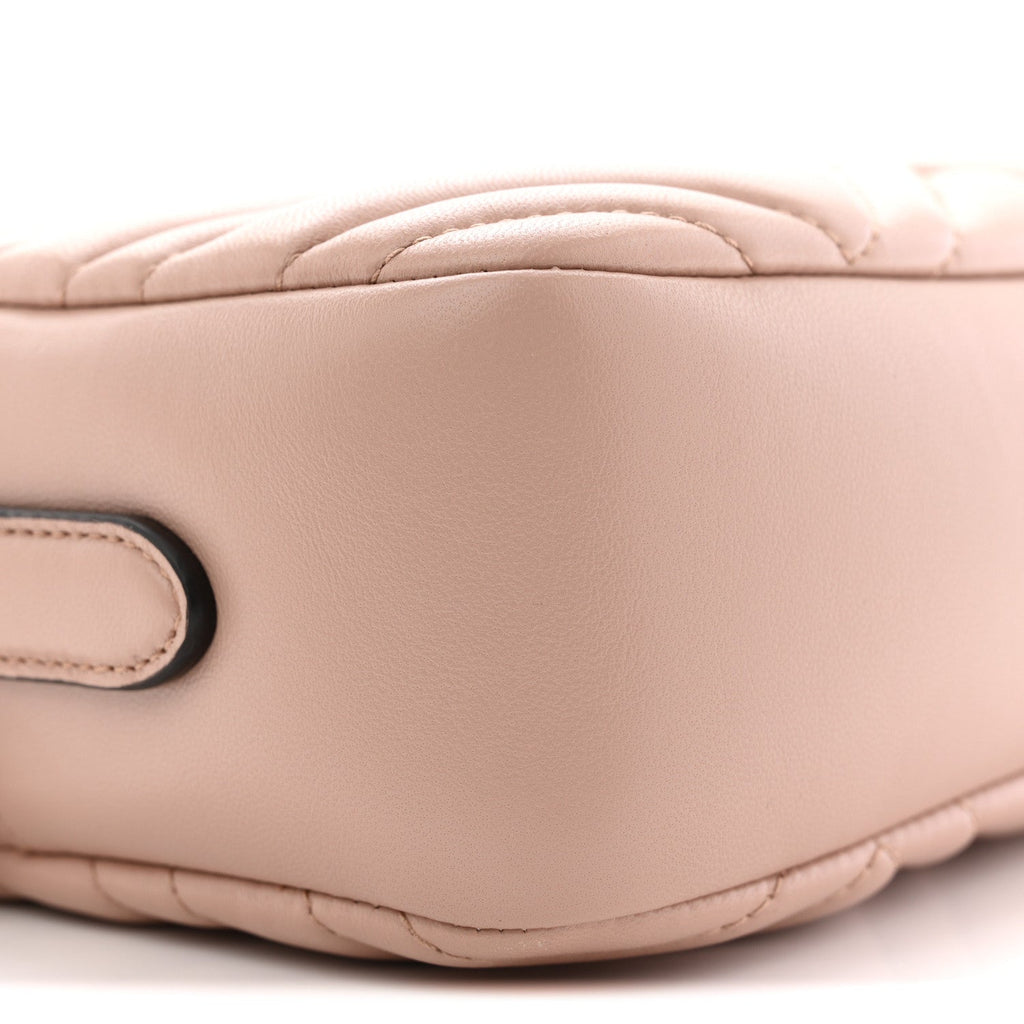 Gucci Calfskin Matelasse Small GG Marmont Camera Bag Pink Beige