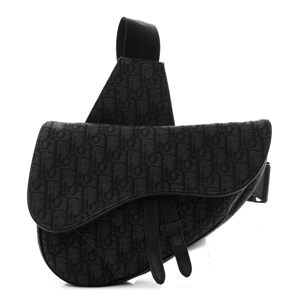 Christian Dior Oblique Mens Saddle Bag Black