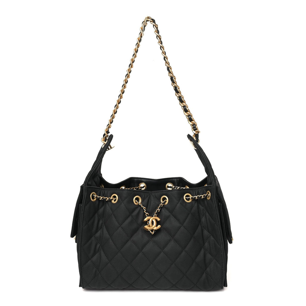 Chanel Canvas Quilted Small Chanel 25 Handbag Black