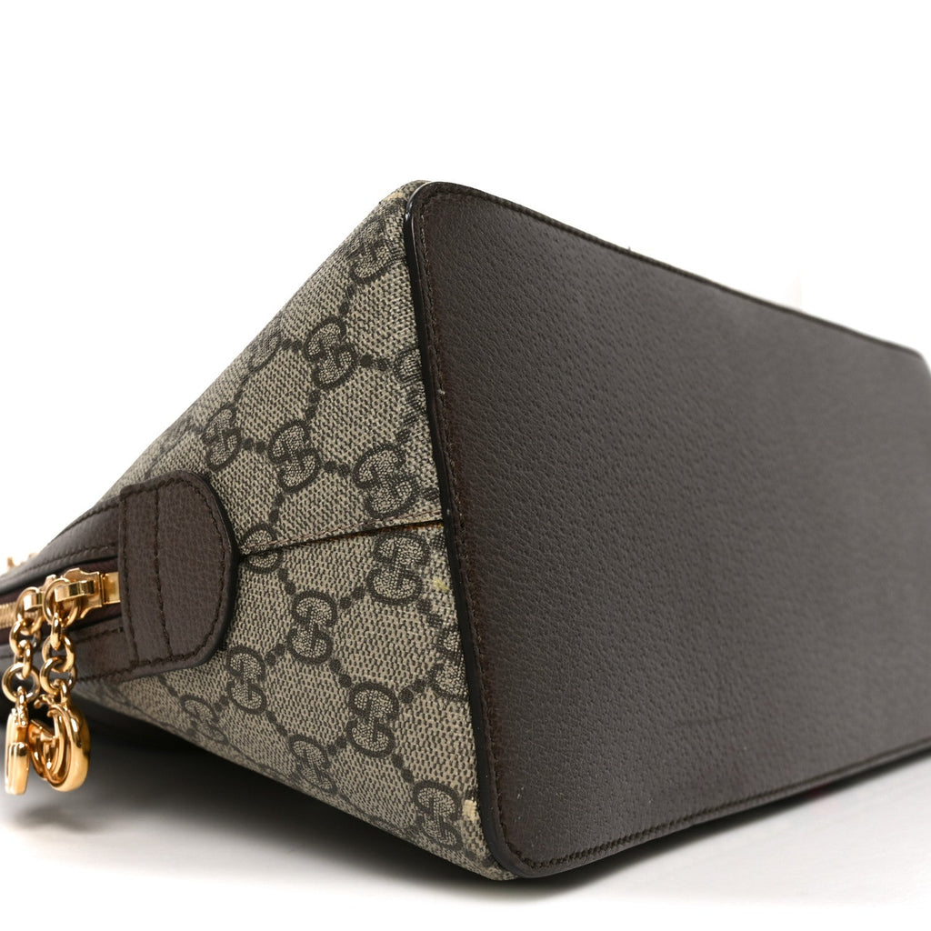 Gucci GG Supreme Monogram Web Medium Ophidia Top Handle Dome Bag Brown