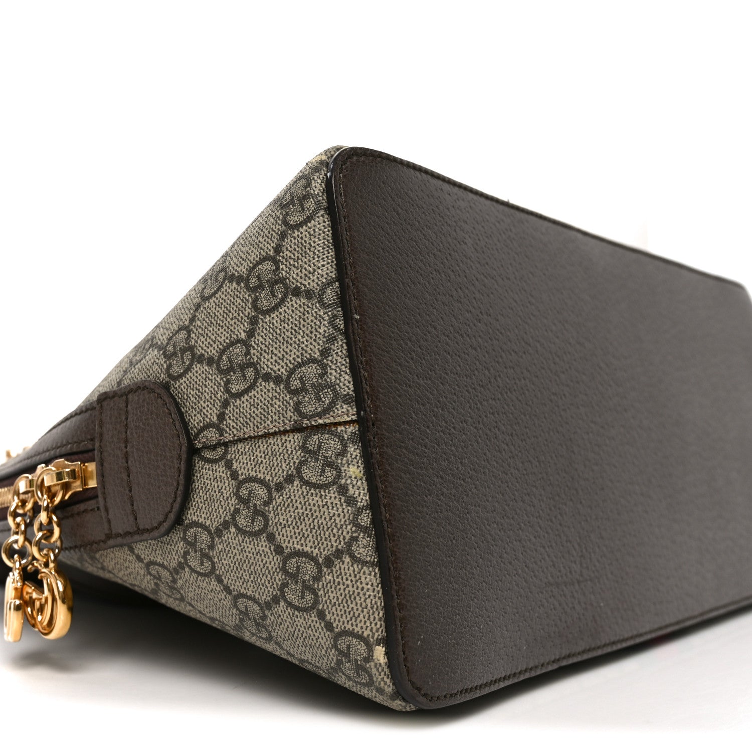 Gucci GG Supreme Monogram Web Medium Ophidia Top Handle Dome Bag Brown