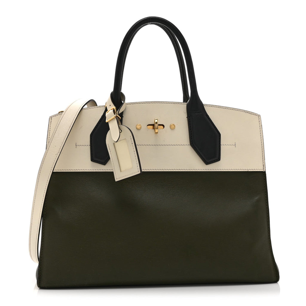 Louis Vuitton Taurillon City Steamer MM Kaki Creme Black