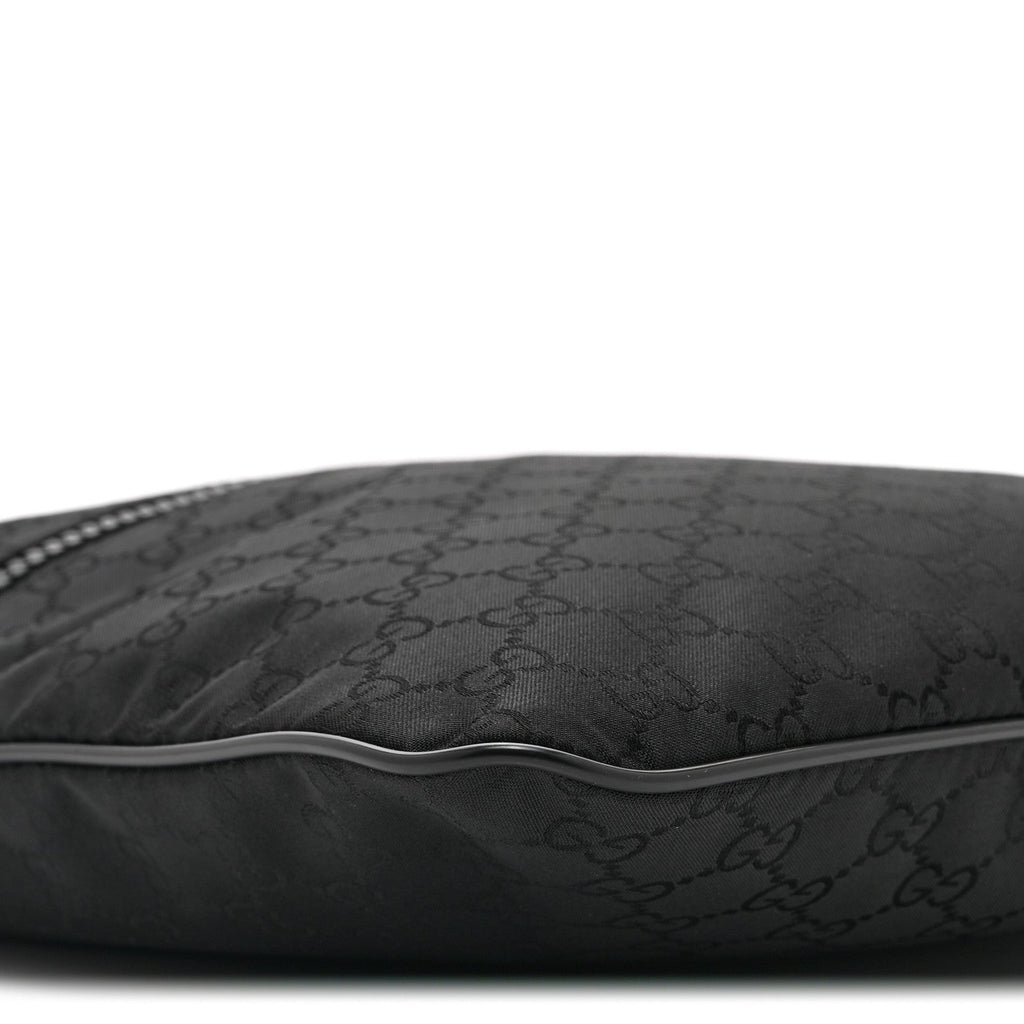 Gucci Nylon Monogram Small Flat Messenger Bag Black