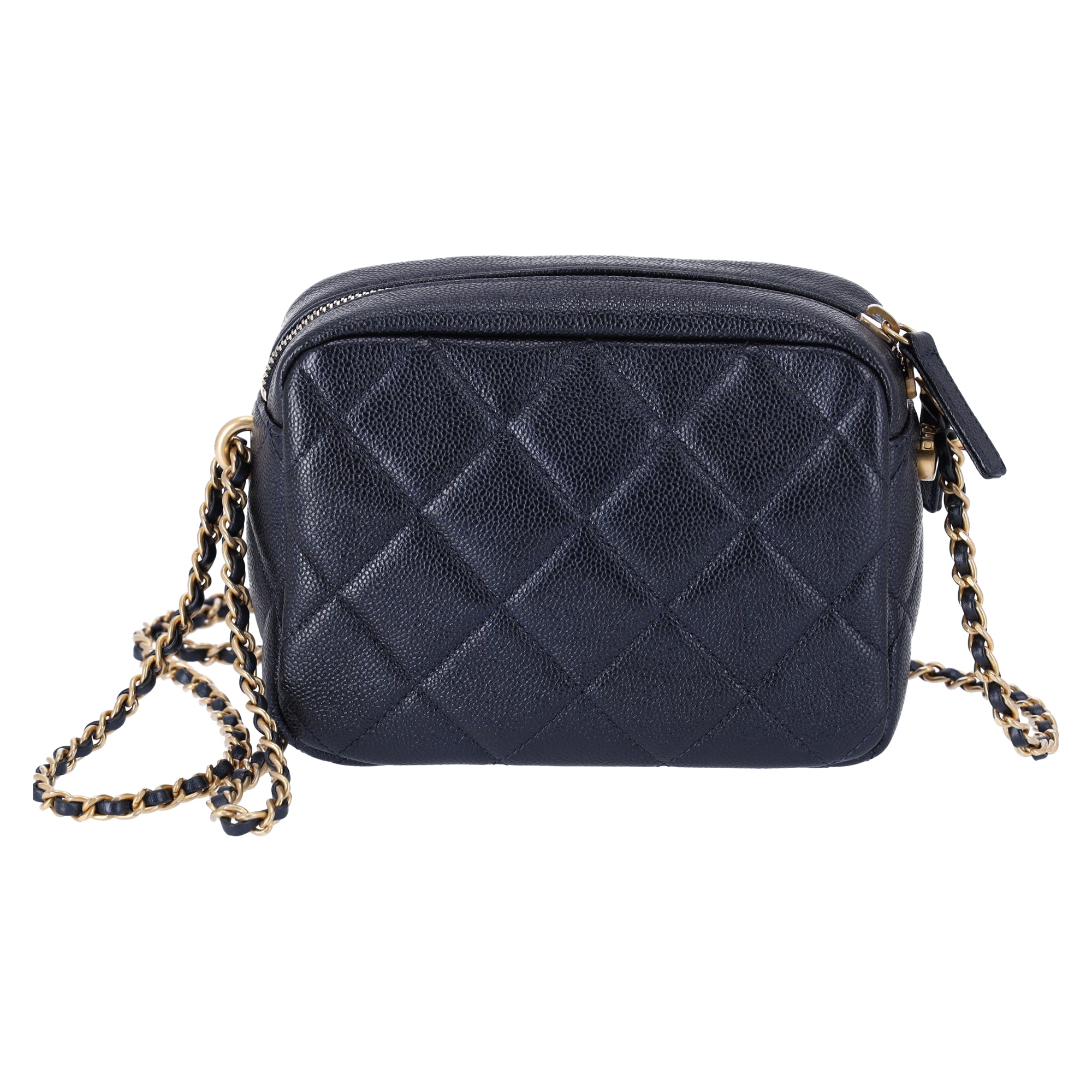 Chanel 21 K My Perfect Camera Bag Iridescent Caviar Quilted Leather Black