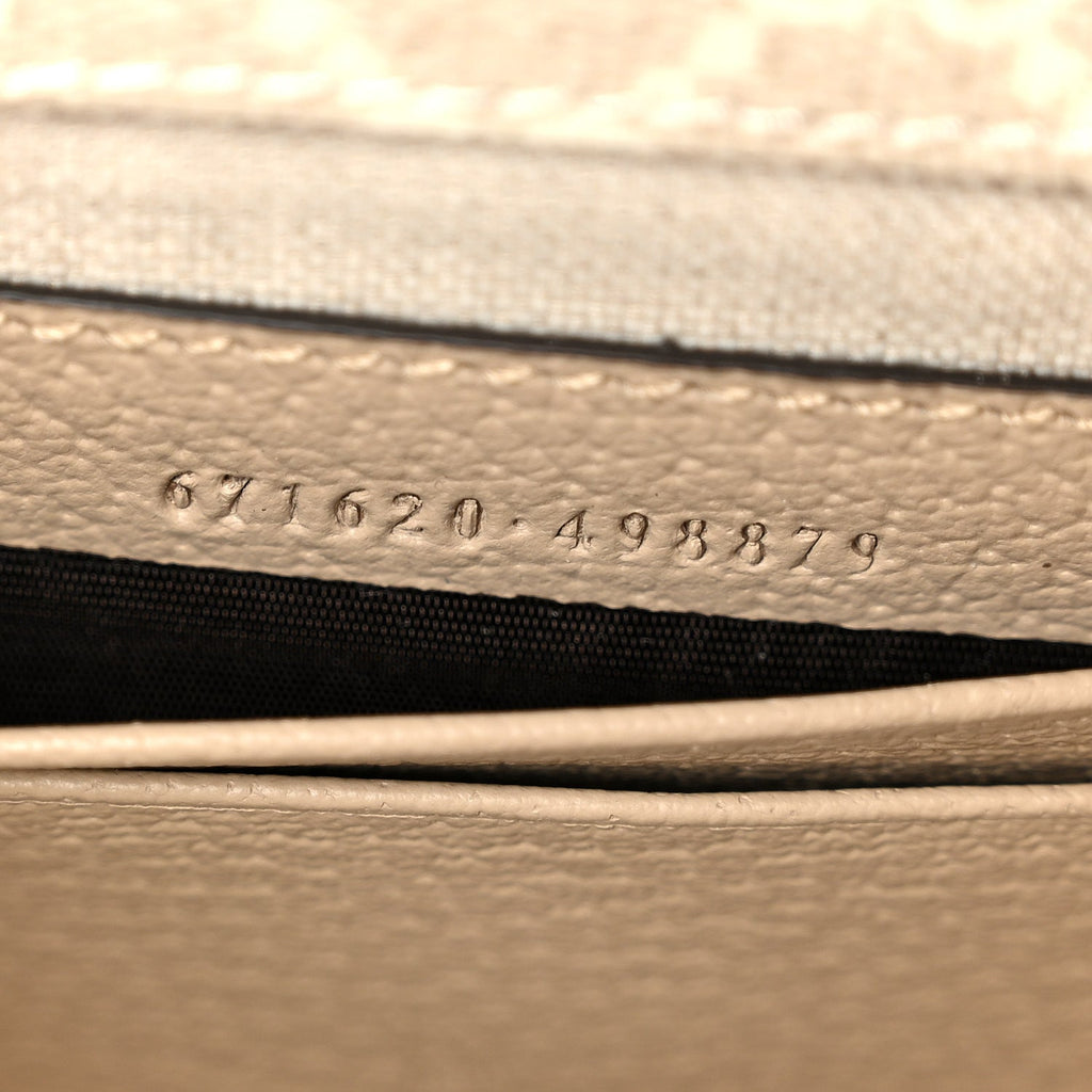 Gucci GG Supreme Monogram Textured Dollar Calfskin Mini Retro Interlocking G Flap Shoulder Bag Beige Mystic White Oatmeal