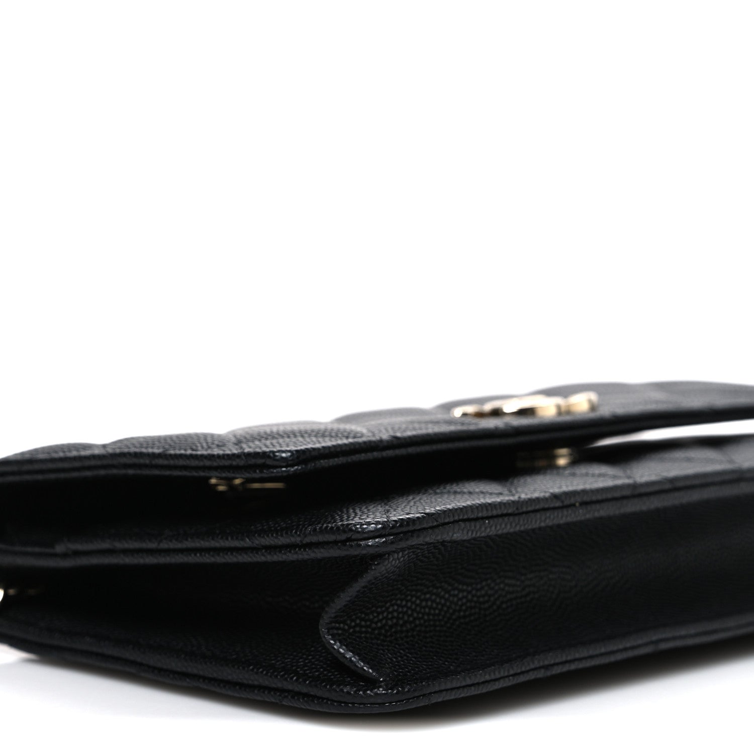 Chanel Caviar Quilted Striated CC Wallet On Chain WOC Black