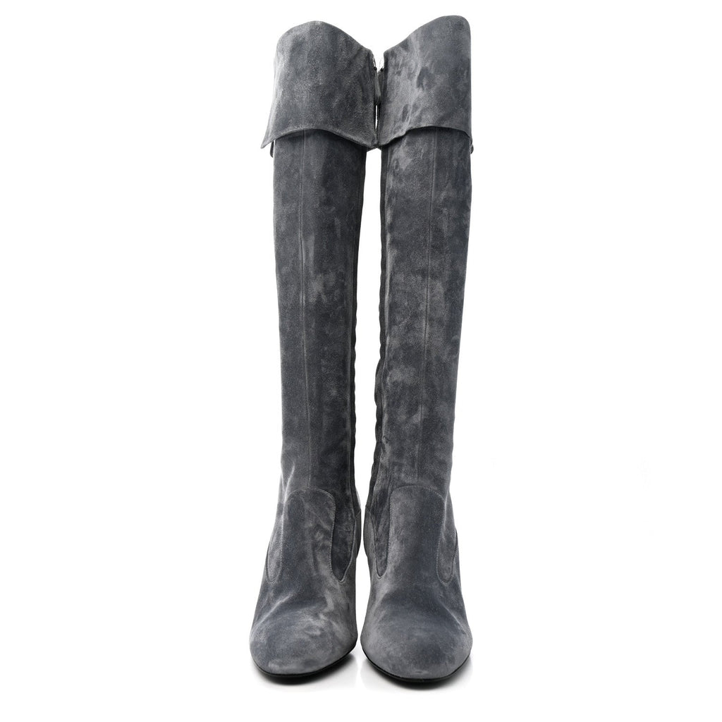 Chanel Suede High Boots 41 Grey