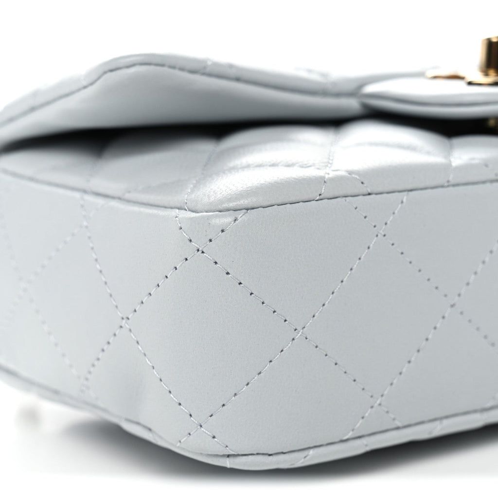 Chanel Lambskin Quilted Extra Mini Rectangular Flap Light Blue
