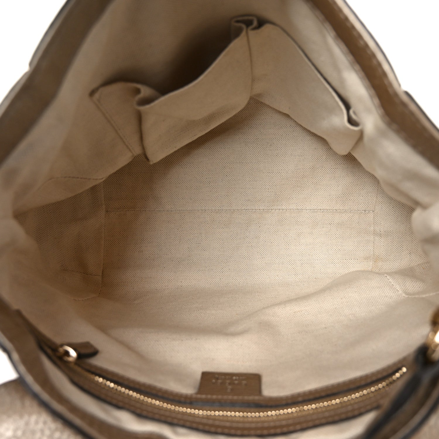 Gucci Monogram Calfskin Medium Bella Flap Bag Beige Ebony Champagne