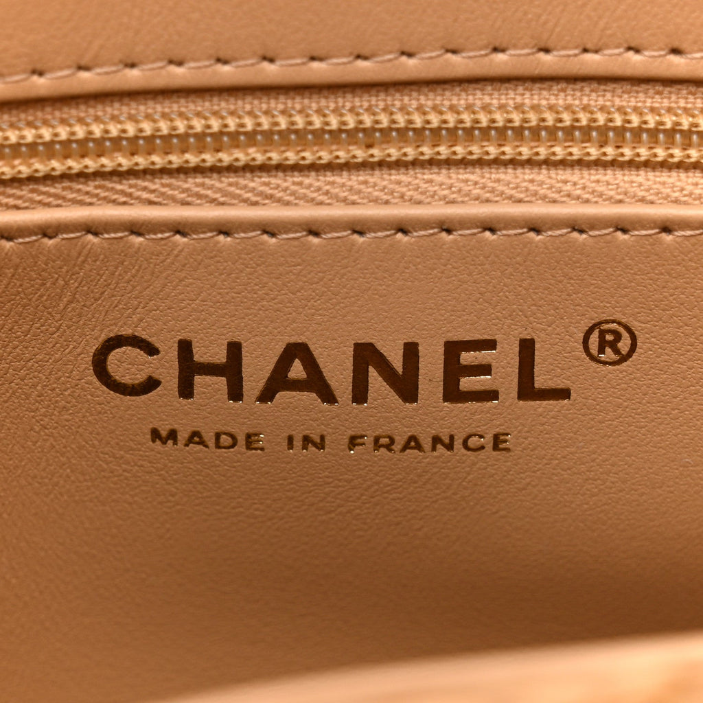 Chanel Braided Raffia Nano Kelly Flap Bag Dark Beige
