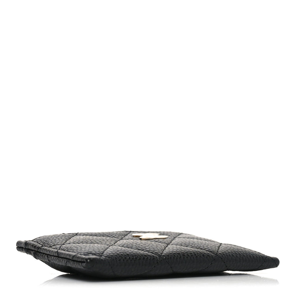 Caviar Quilted Card Holder Black