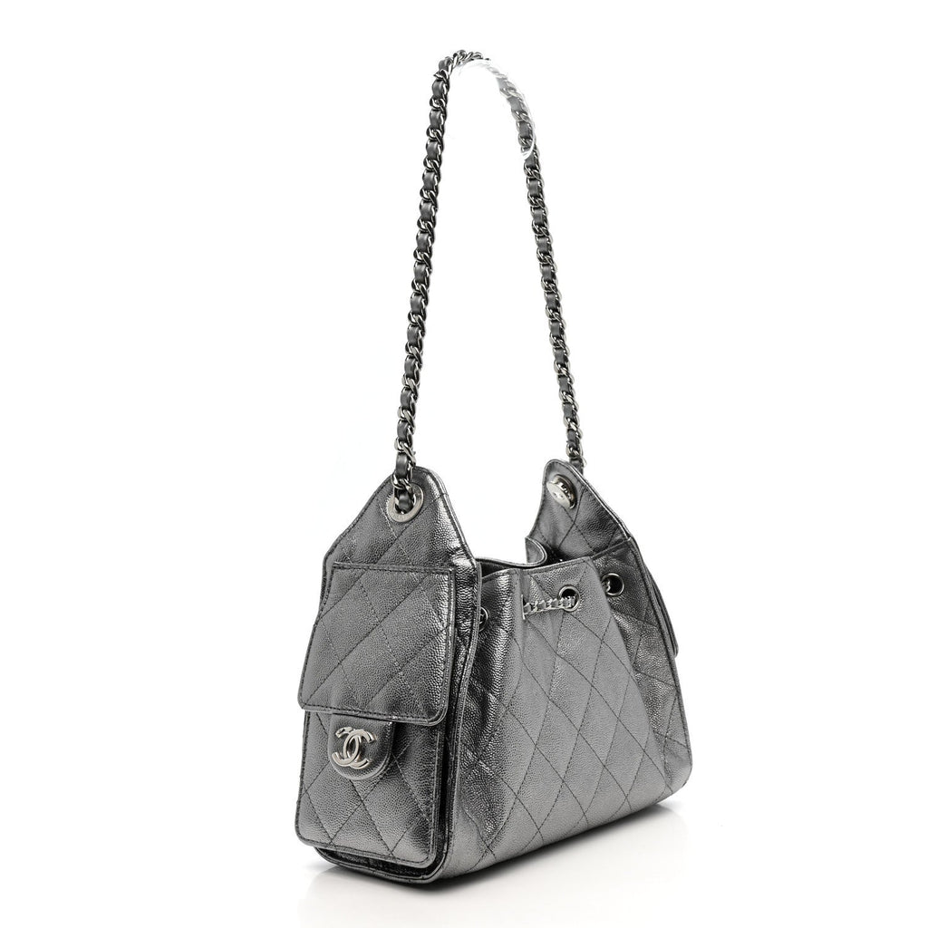 Chanel Metallic Caviar Quilted Mini Chanel 25 Handbag Anthracite