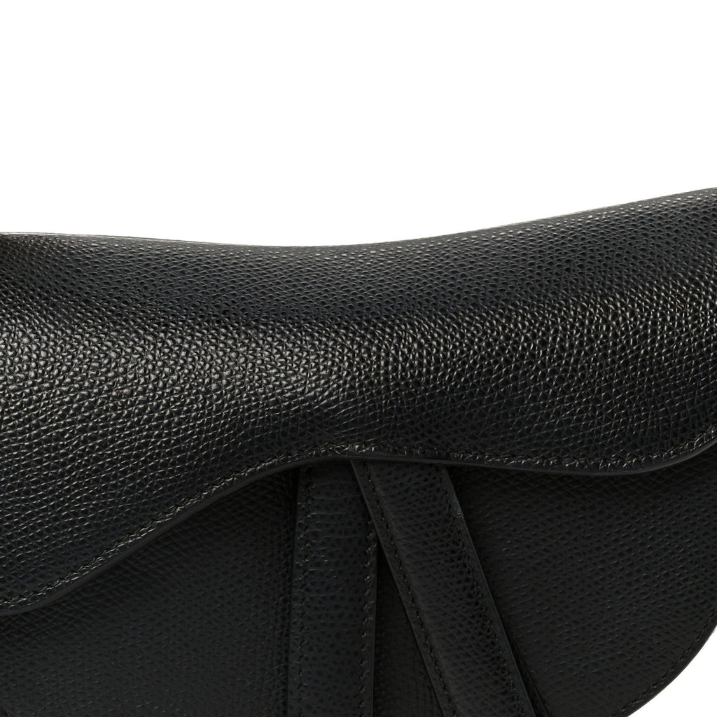Christian Dior Grained Calfskin Mini Saddle Bag Black