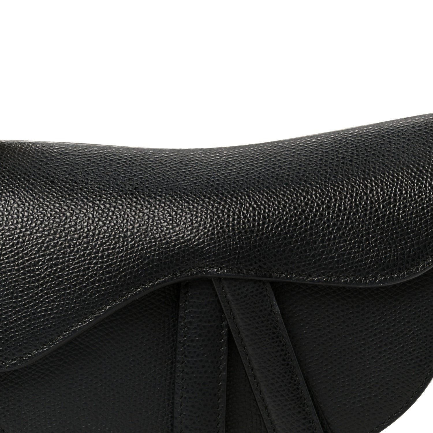 Christian Dior Grained Calfskin Mini Saddle Bag Black
