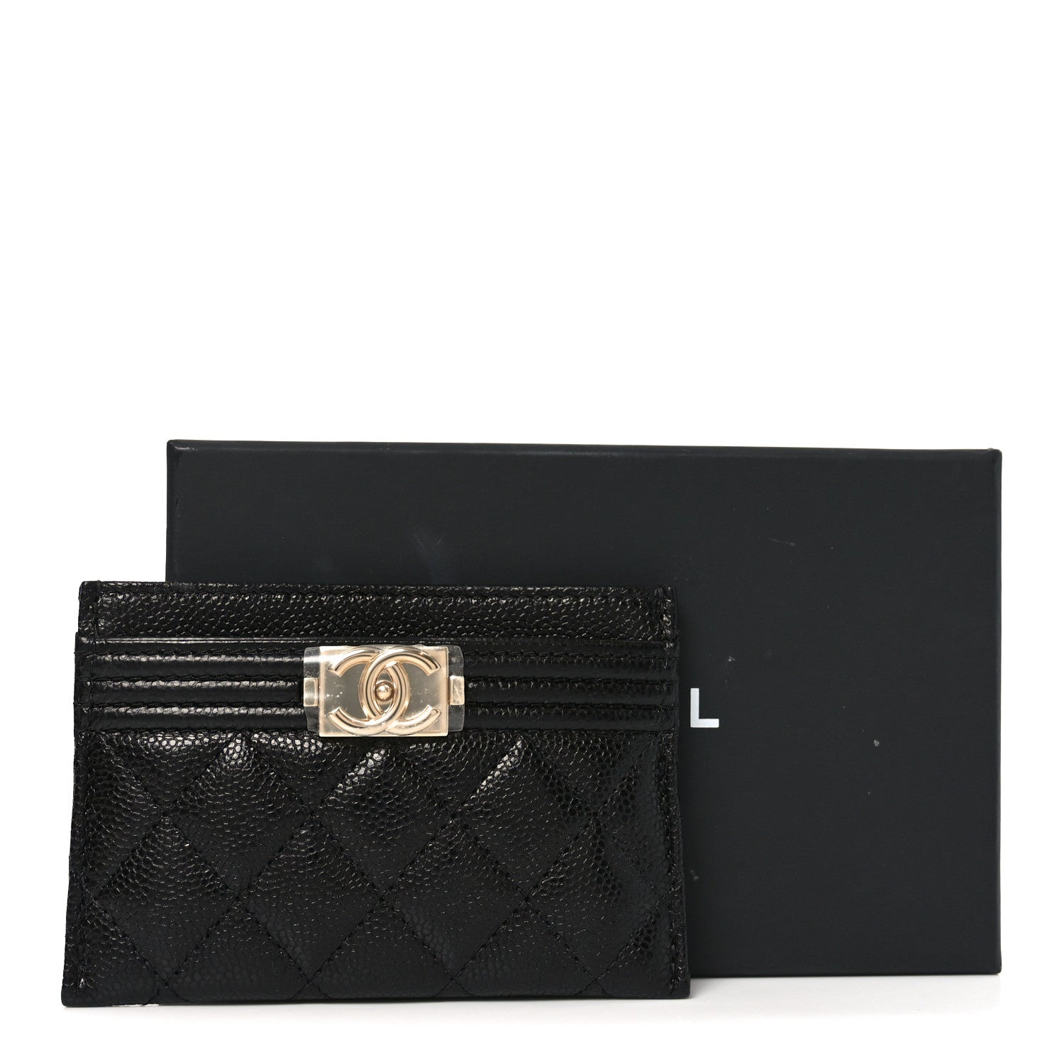 Caviar Quilted Boy Card Holder Black