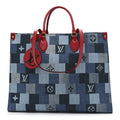Louis Vuitton Denim Damier Monogram Onthego Blue Rouge
