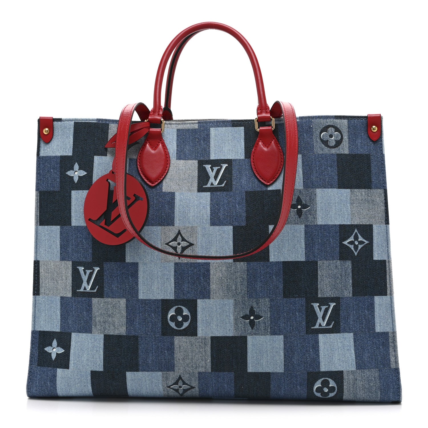 Louis Vuitton Denim Damier Monogram Onthego Blue Rouge
