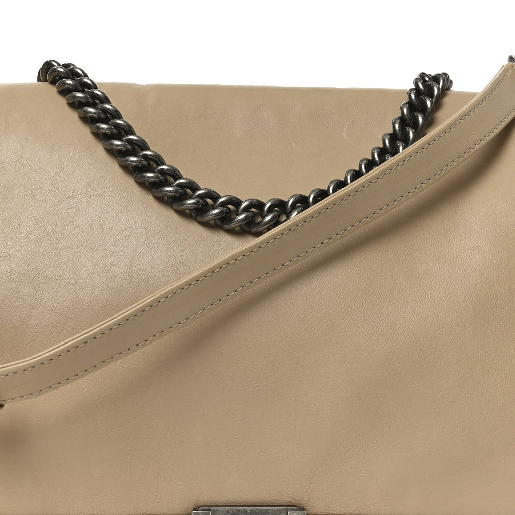 Chanel Calfskin Large Boy Reverso Flap  Beige