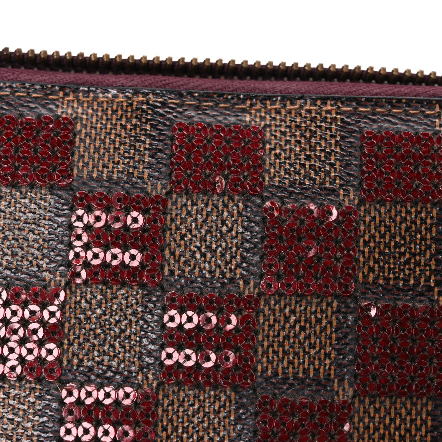 Louis Vuitton Damier Paillettes Zippy Wallet Red