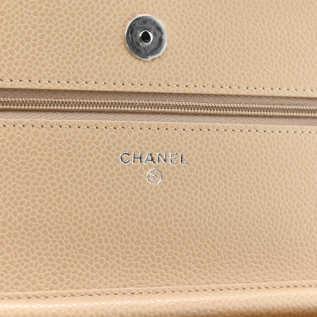 Chanel Caviar Quilted Wallet on Chain WOC Beige