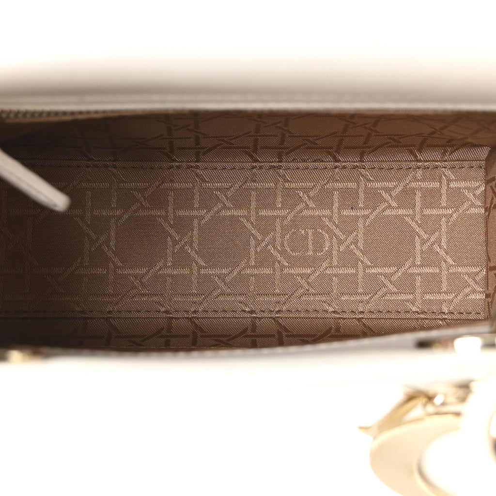 Christian Dior Lambskin Cannage Small My ABCDior Lady Dior White