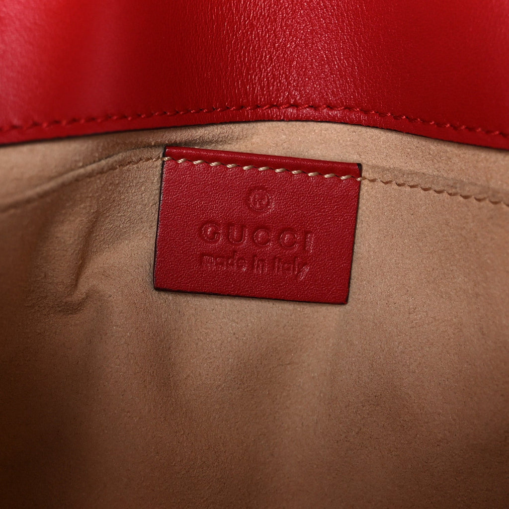 Gucci Calfskin Matelasse Mini GG Marmont Shoulder Bag Hibiscus Red