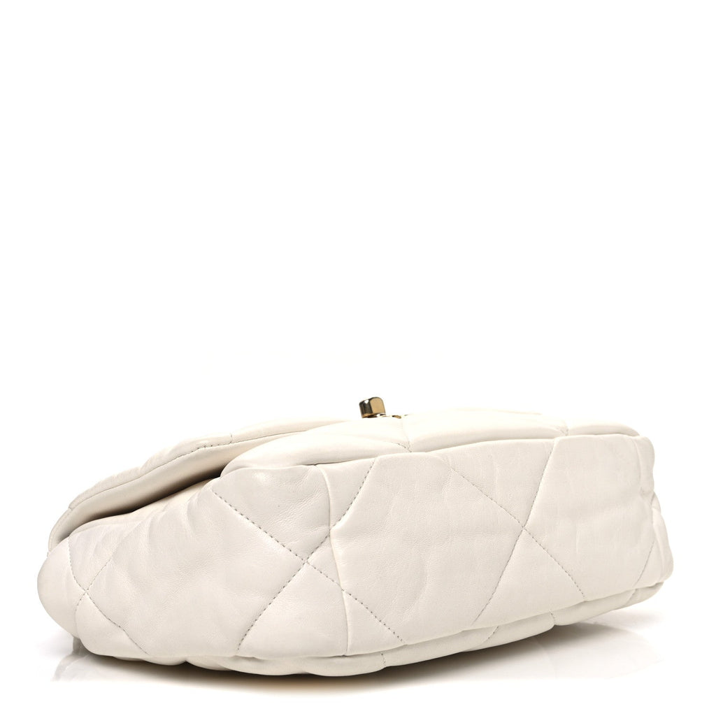 Chanel Goatskin Quilted Medium Chanel 19 Flap White