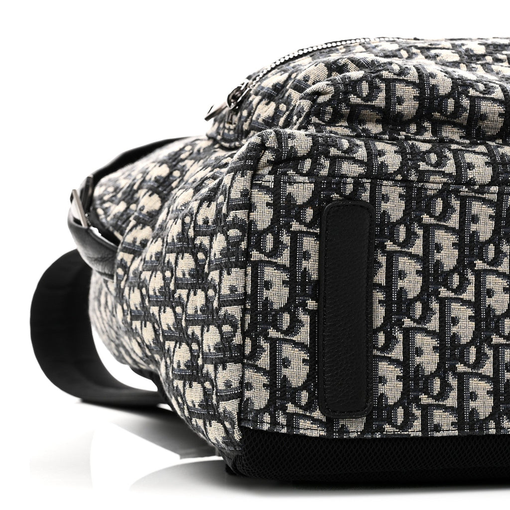 Christian Dior Oblique Calfskin Rider Backpack Beige Black