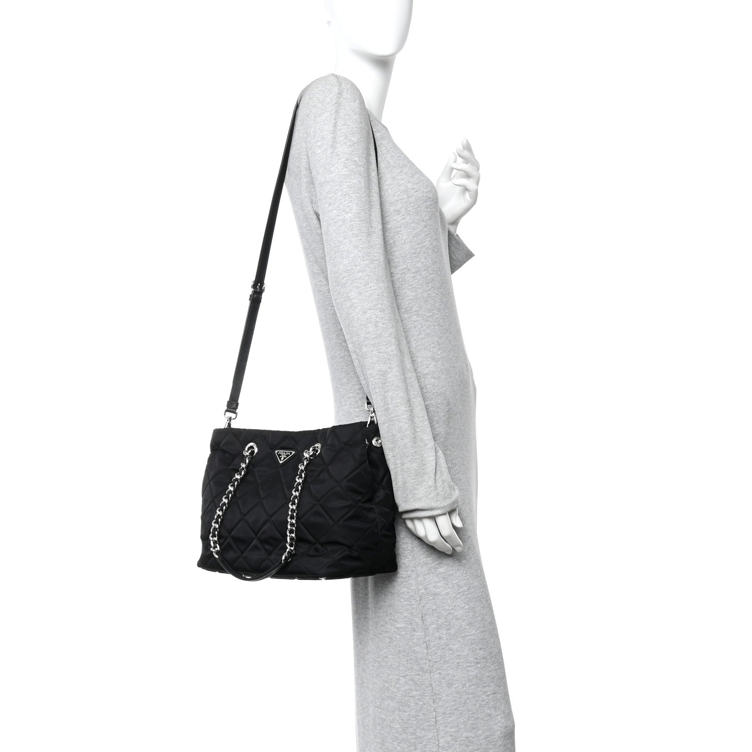 Prada Nylon Tessuto Impuntu Quilted Tote Black