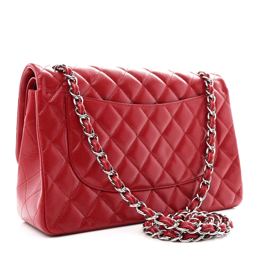 Chanel Caviar Quilted Jumbo Double Flap Red