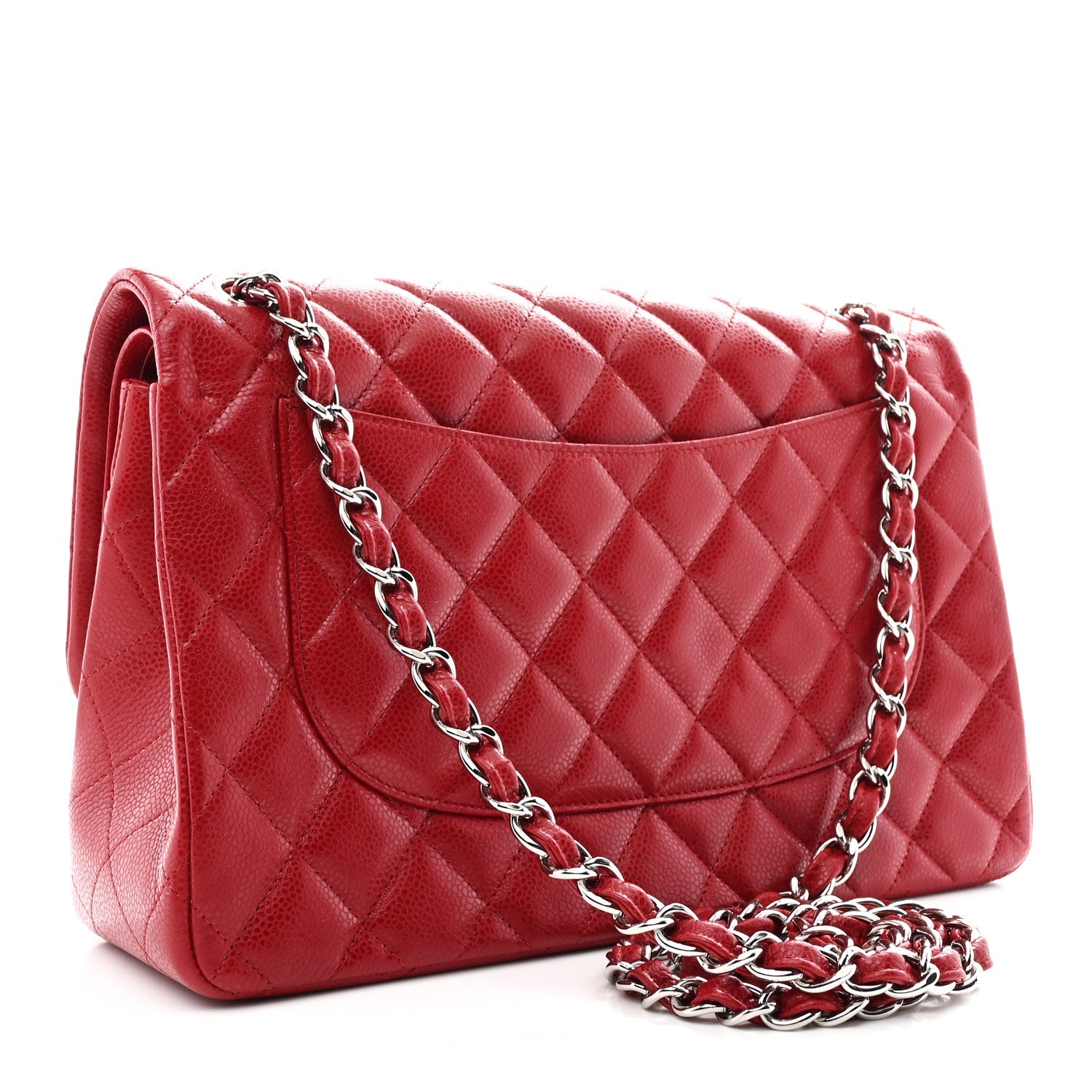 Chanel Caviar Quilted Jumbo Double Flap Red