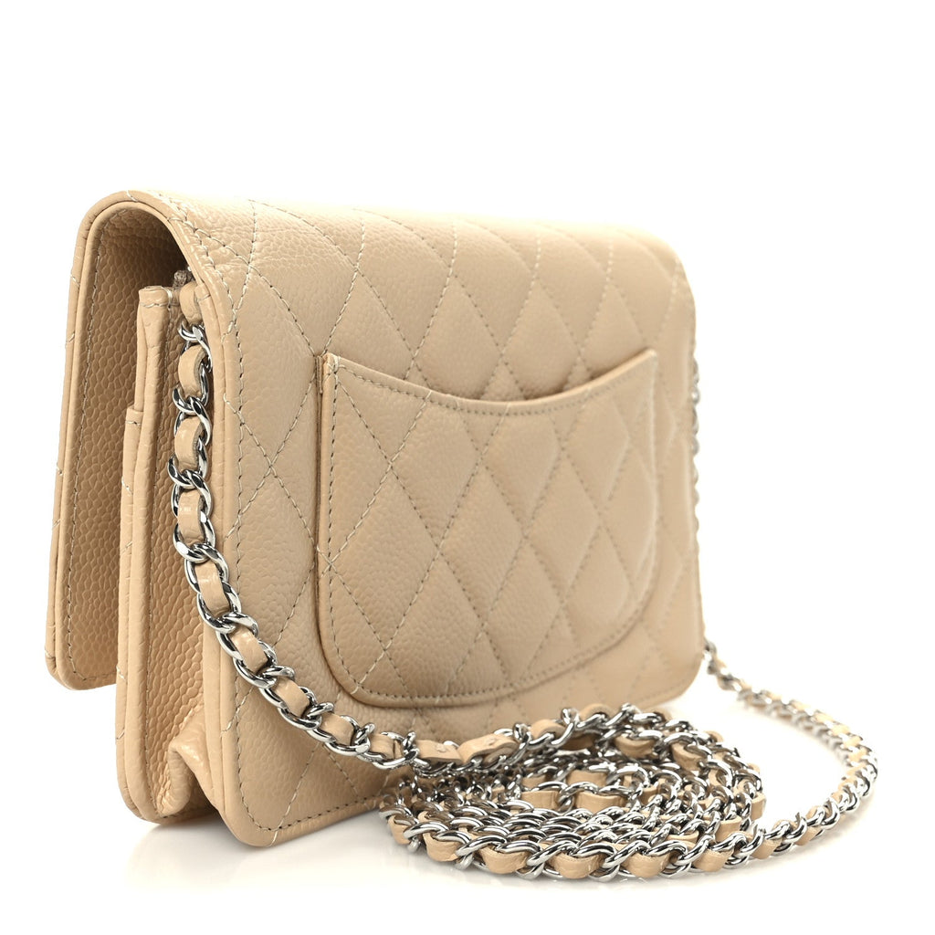 Chanel Caviar Quilted Wallet on Chain WOC Beige