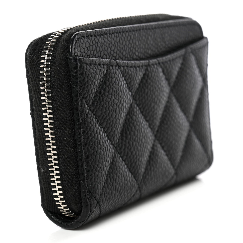 Caviar Quilted Zip Coin Purse Black