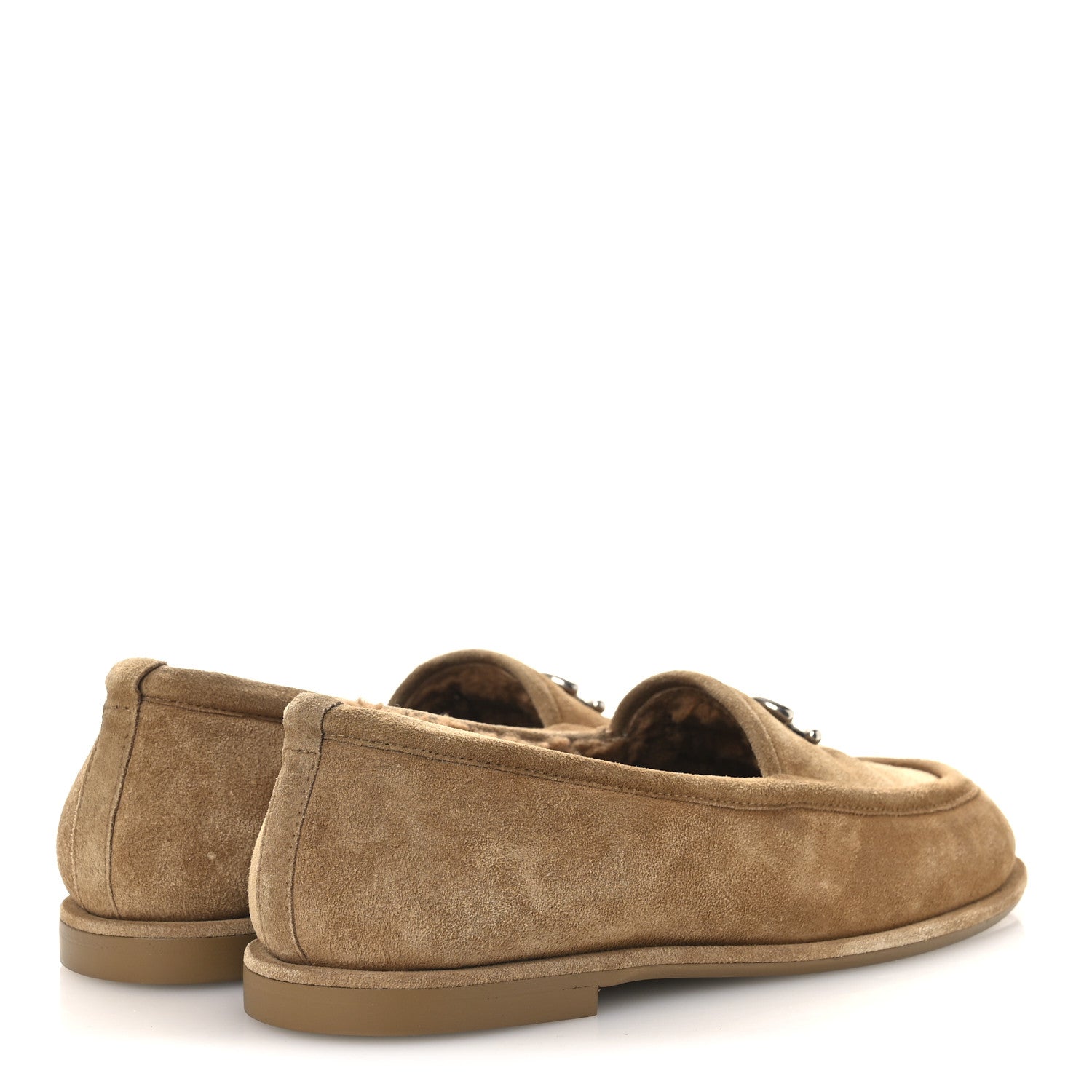 Chanel Suede Calfskin CC Loafers 36.5 Dark Beige
