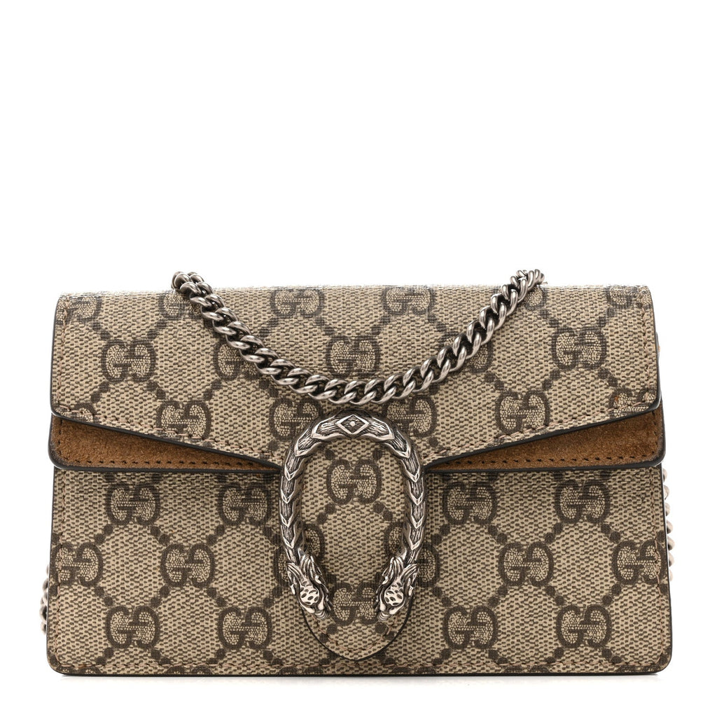Gucci GG Supreme Monogram Super Mini Dionysus Shoulder Bag Taupe