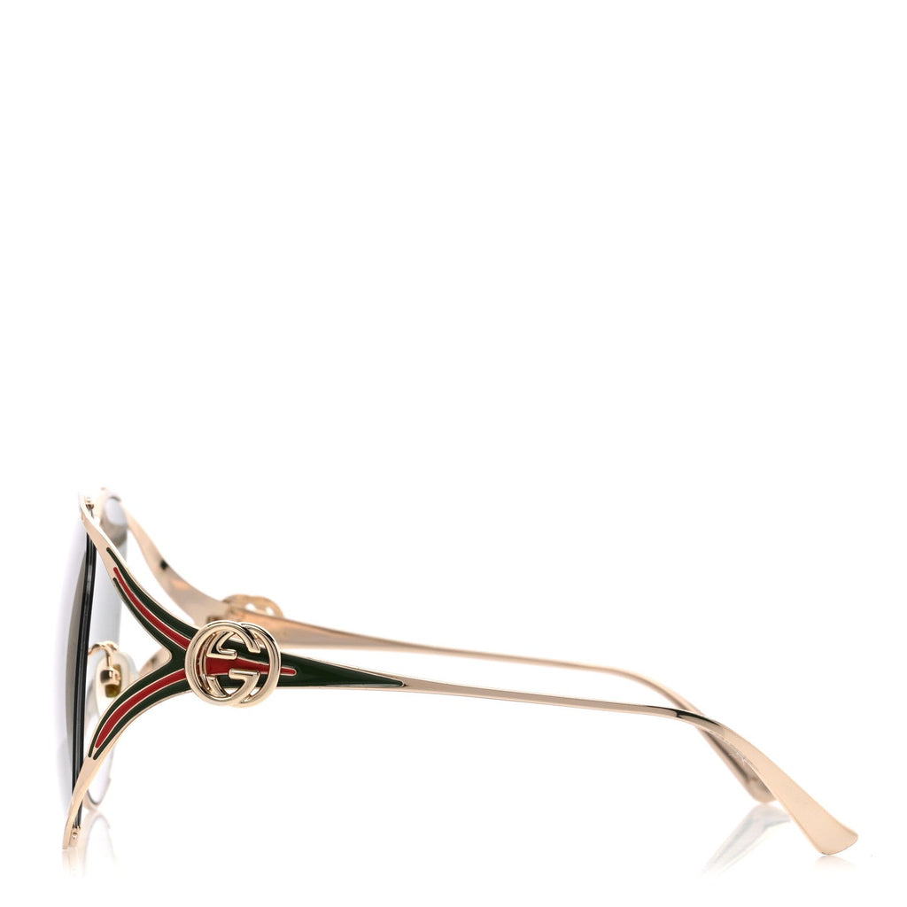Gucci Metal Oversized Round Frame GG0225S Sunglasses Gold
