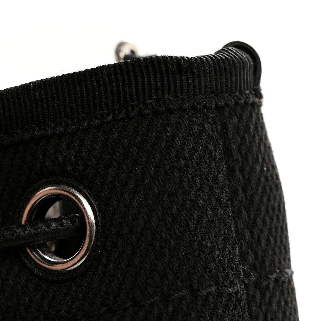 Chanel Canvas Deauville Drawstring Bucket Bag Black