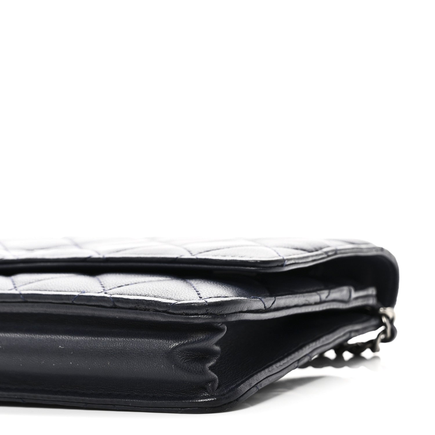 Chanel Lambskin Quilted Wallet On Chain WOC Navy Blue