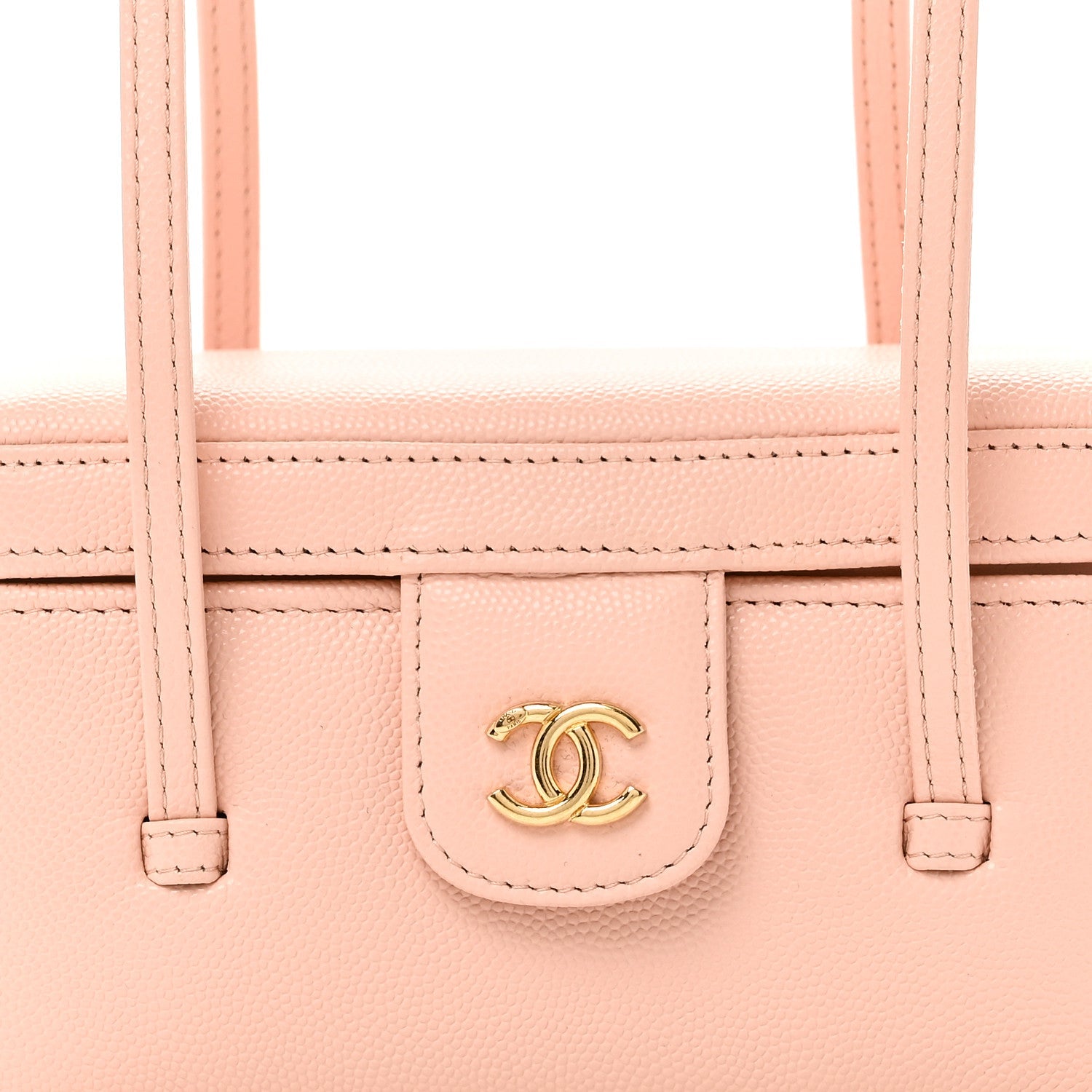 Chanel Shiny Caviar Preppy Coco Long Vanity With Strap Light Pink