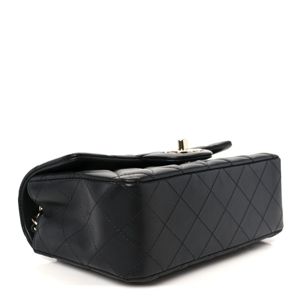 Chanel Lambskin Quilted Mini Rectangular Flap Black