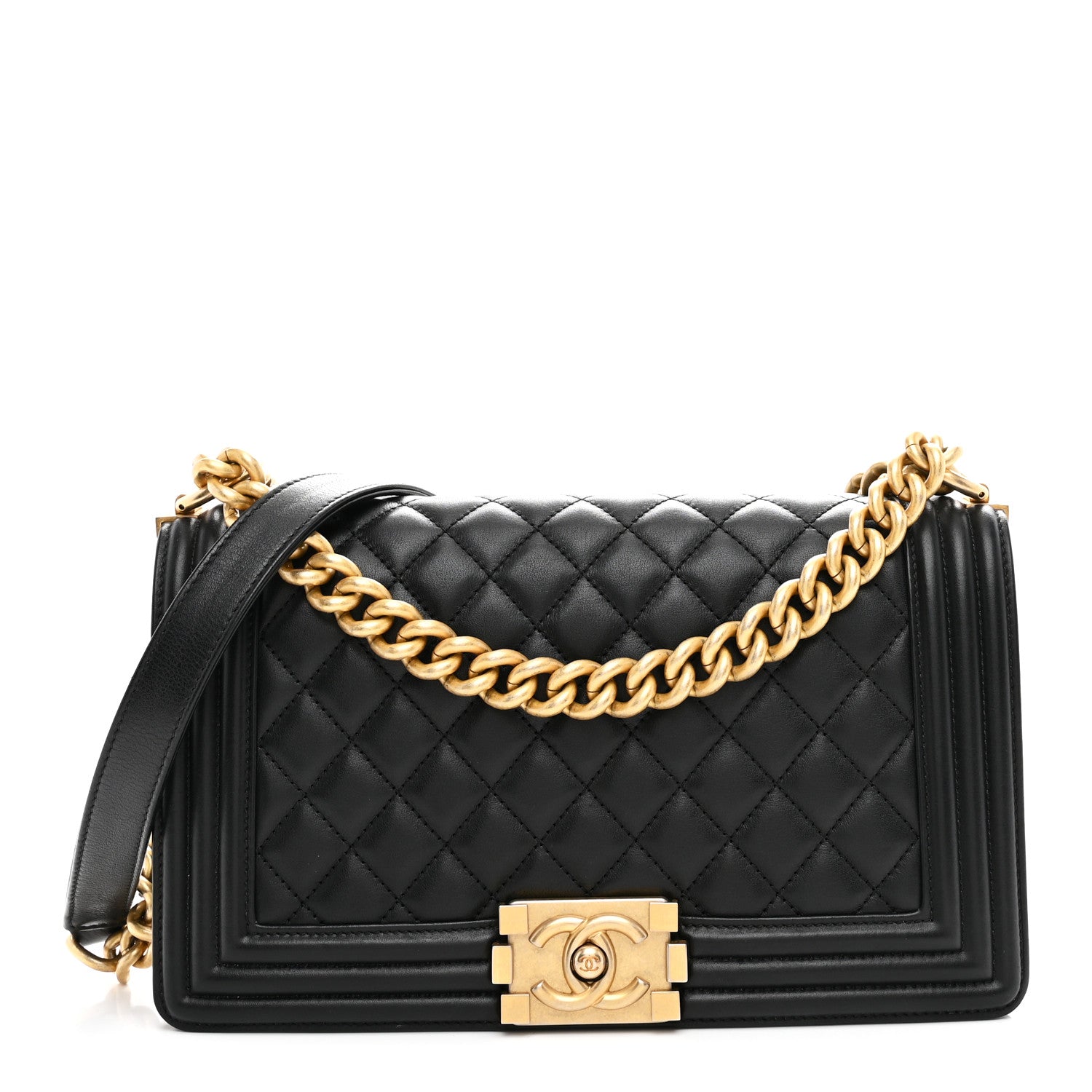 Chanel Lambskin Quilted Medium Boy Flap Black