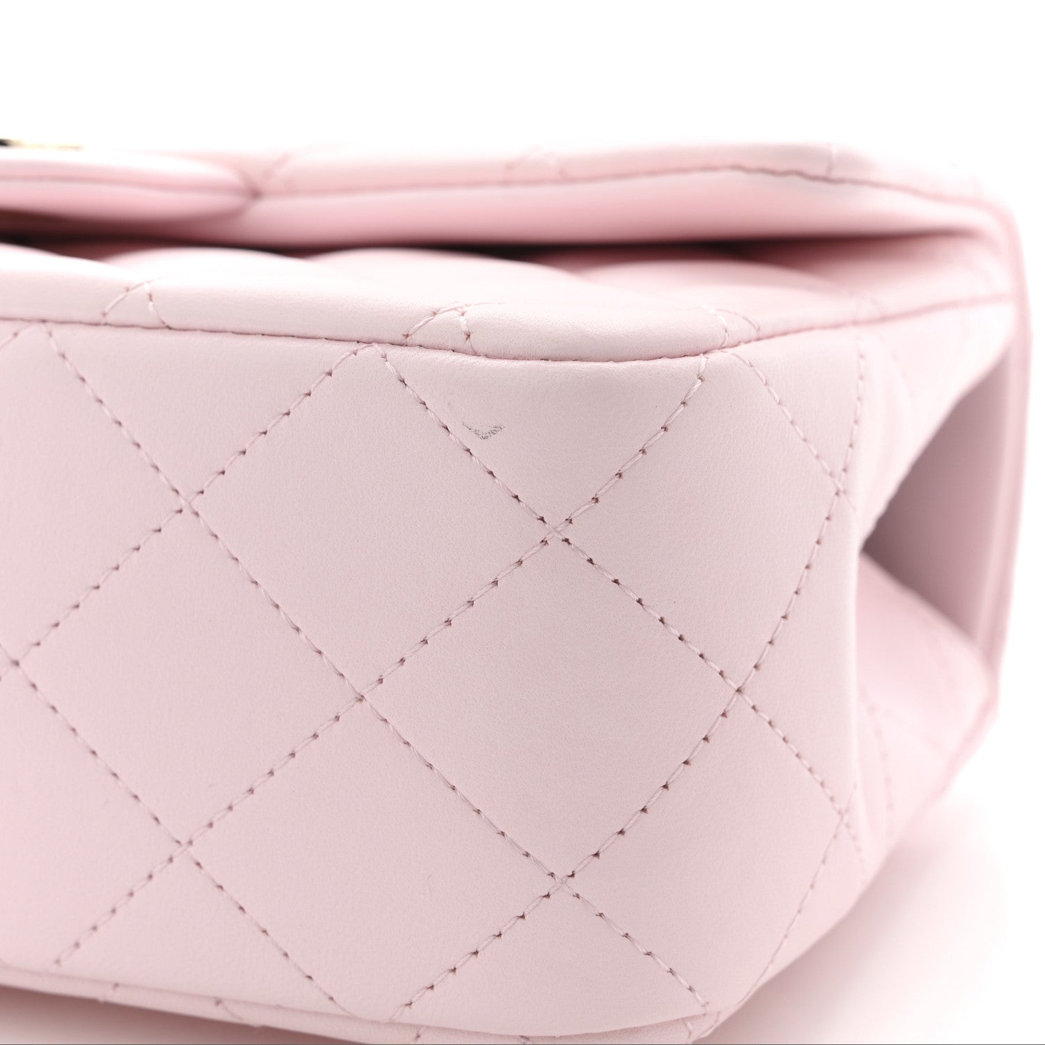 Chanel Lambskin Quilted Mini Top Handle Rectangular Flap Light Pink