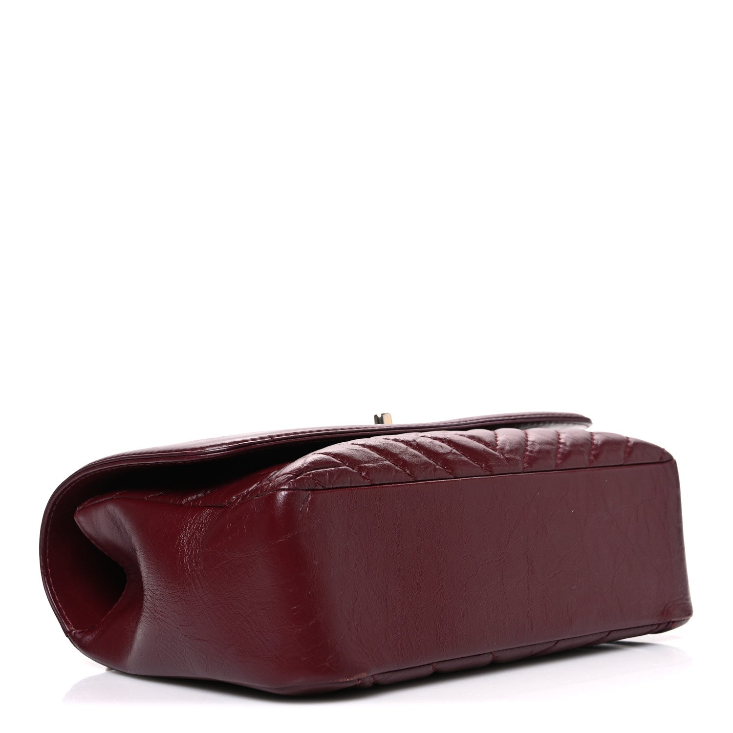 Chanel Calfskin Chevron Quilted Top Handle Flap Red