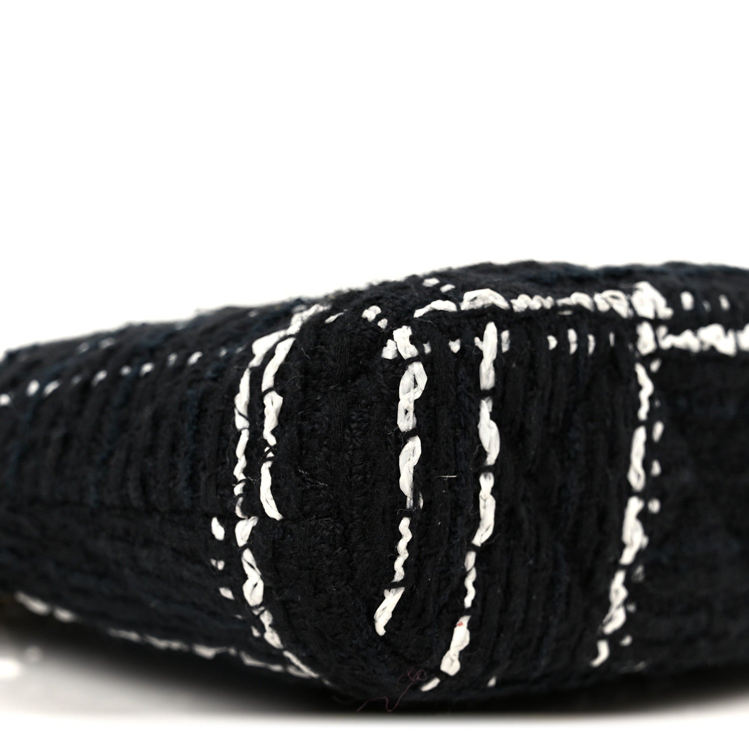 Chanel Tweed Quilted Mini Clutch With Chain Black White
