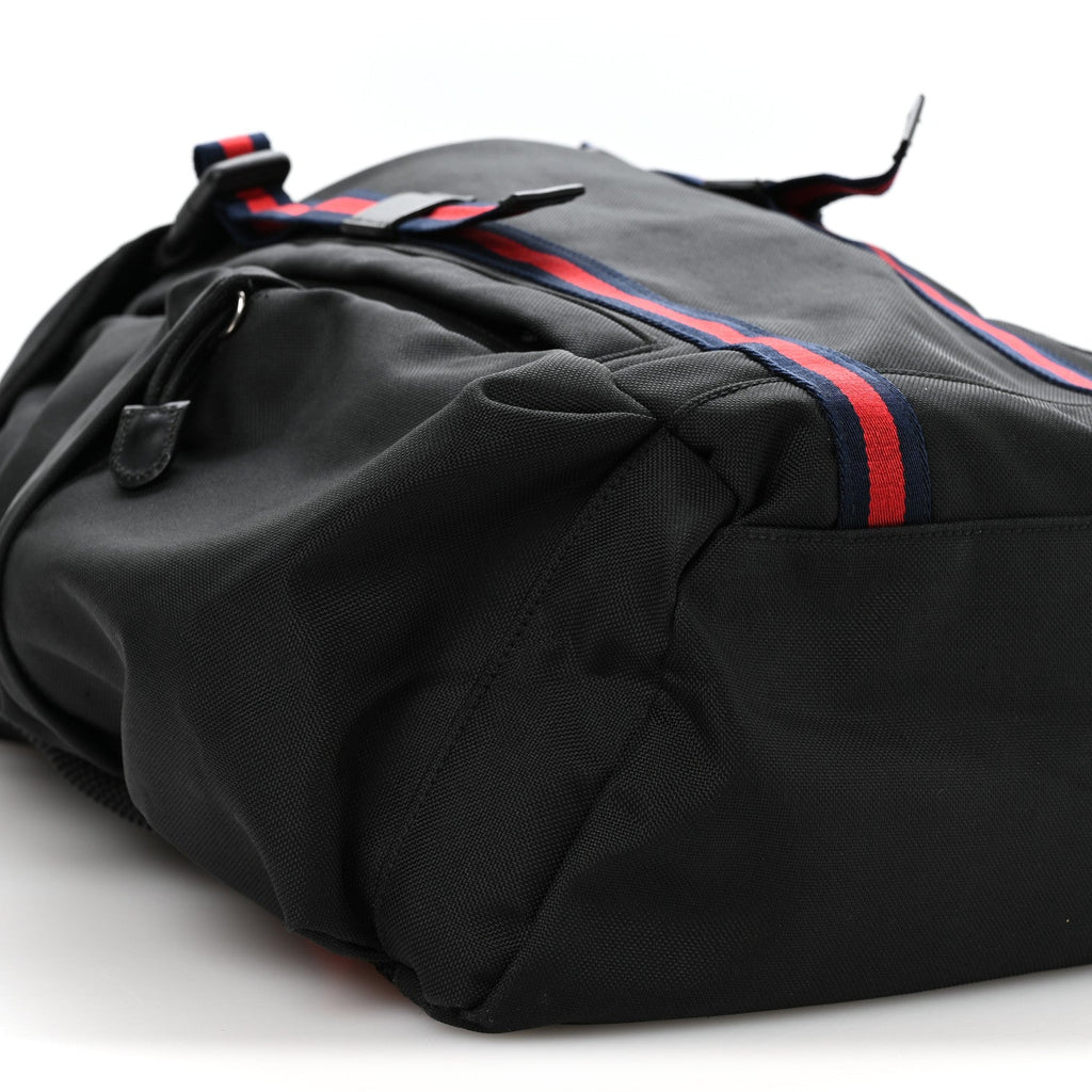 Gucci Techno Canvas Web Double Buckle Backpack Black