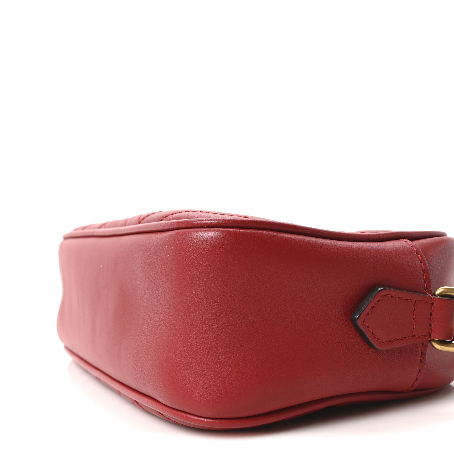 Gucci Calfskin Matelasse Small GG Marmont Chain Shoulder Bag Hibiscus Red
