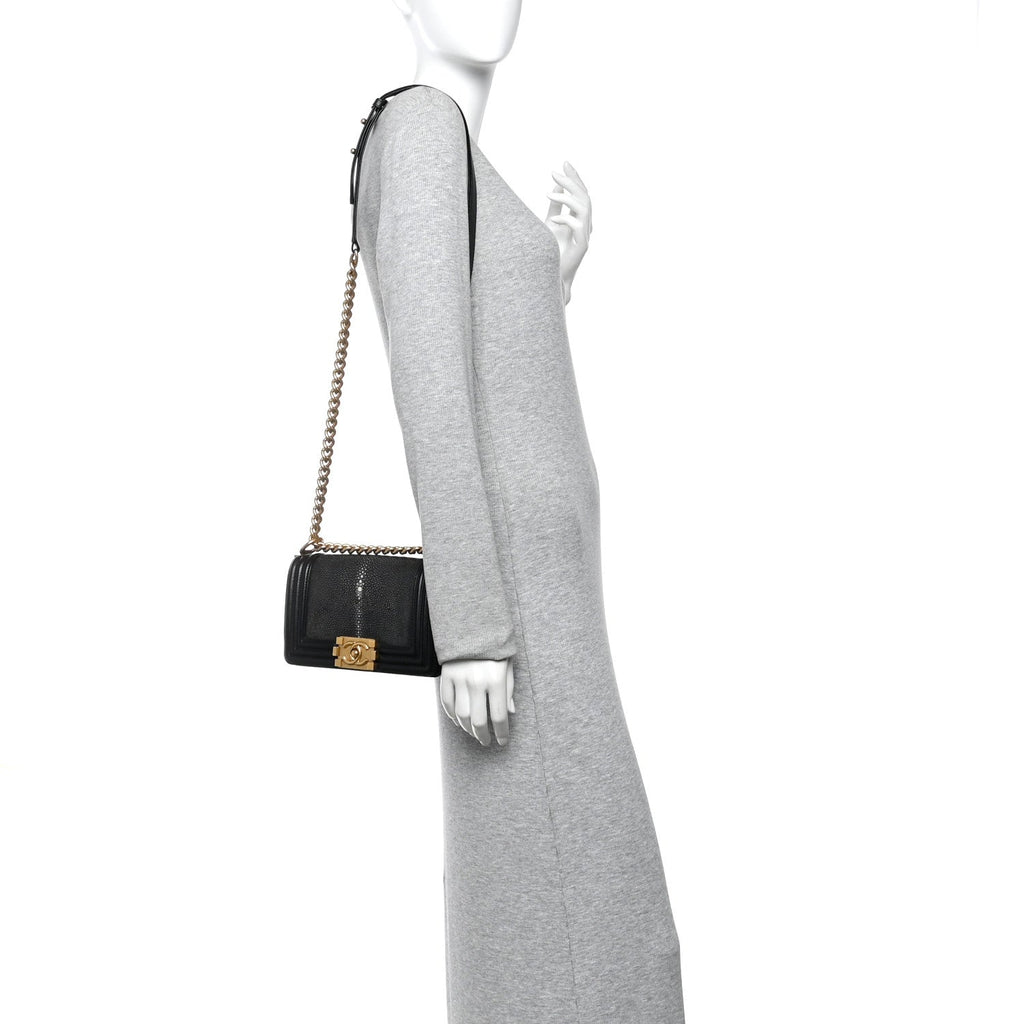 Chanel Galuchat Stingray Small Boy Flap Black