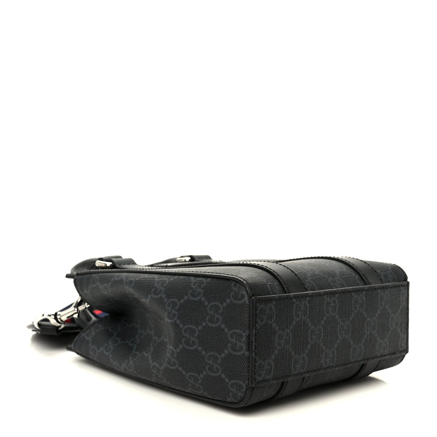 Gucci GG Supreme Monogram Appia Calfskin Web Mini Tote Bag Black