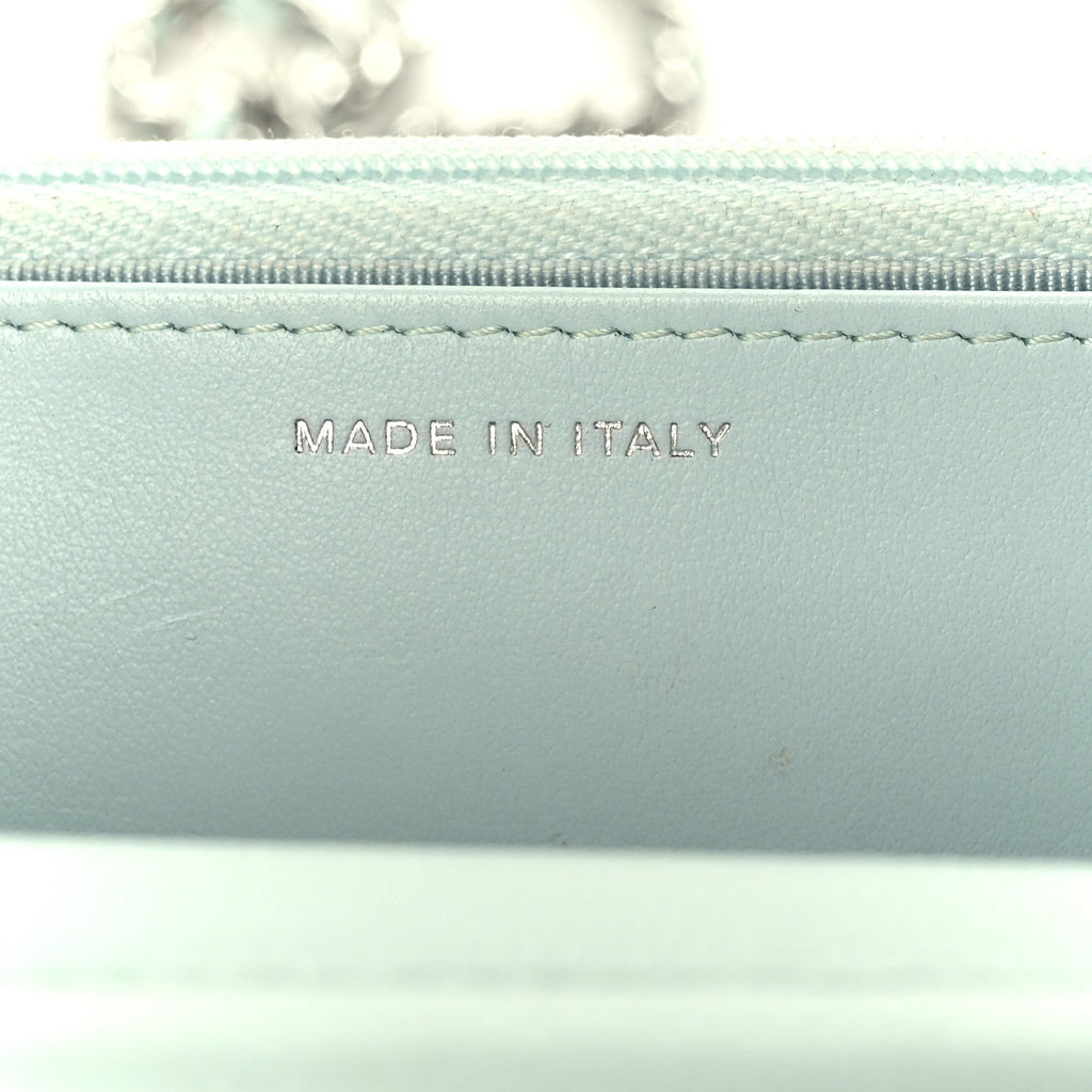 Chanel Caviar Quilted Wallet on Chain WOC Light Blue
